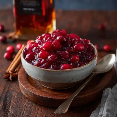 Tangy Honey Cranberry Sauce with Non-Alcoholic Bourbon