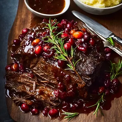 Tender Braised Beef Roast with Tangy Cranberry Glaze