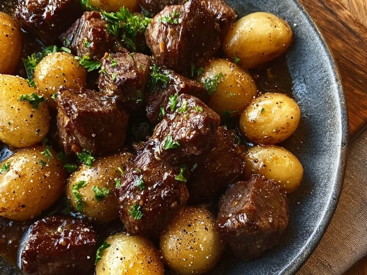 Tender Garlic Butter Beef Bites & Potatoes Skillet - Featured Image