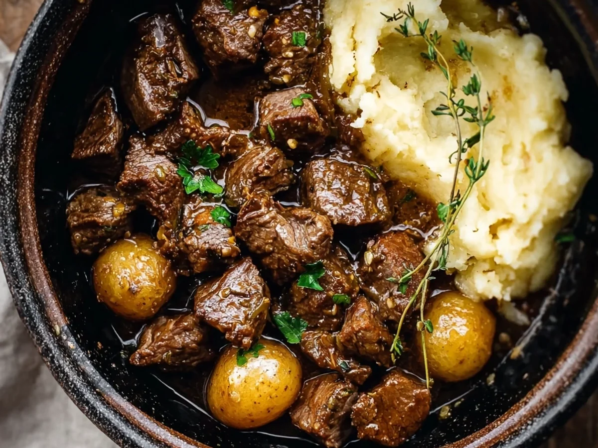 Tender Garlic Butter Beef Bites with Potatoes - Featured Image