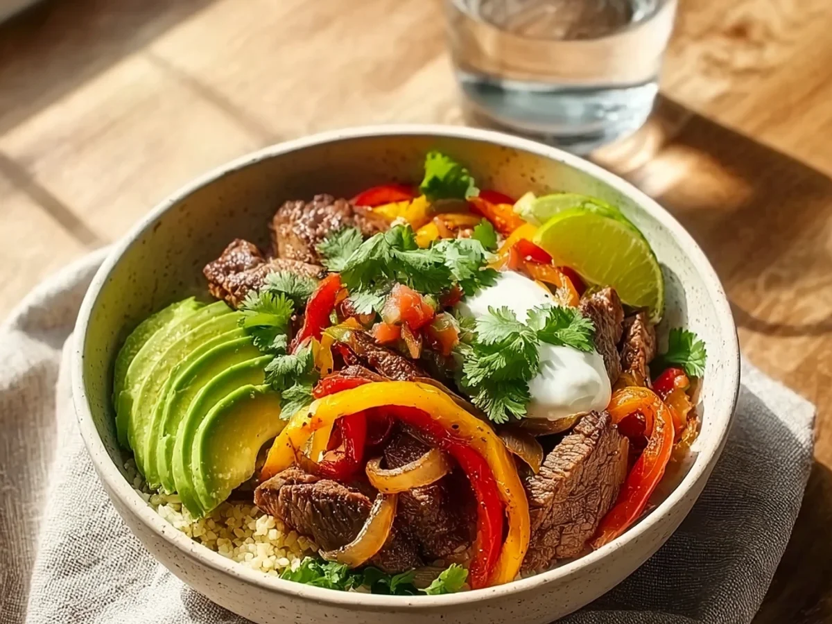 Tender Steak Fajita Bowl: High-Protein Low-Carb Dinner - Featured Image