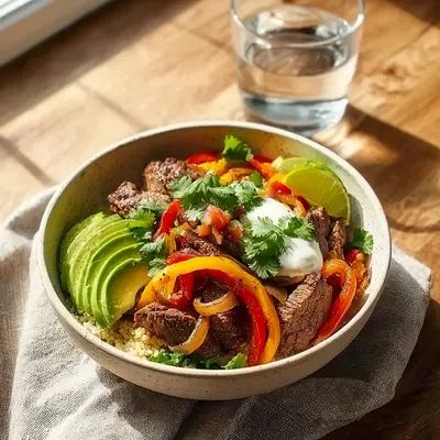 Tender Steak Fajita Bowl: High-Protein Low-Carb Dinner