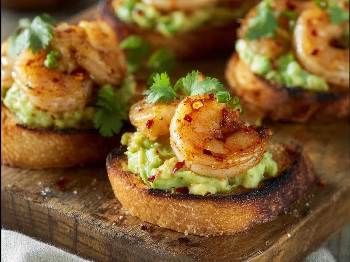 Zesty Garlic Shrimp Avocado Crostini - Featured Image