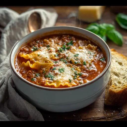 Whip up a comforting bowl of Cozy Lasagna Soup! This one-pot wonder combines rich tomato, tender pasta, and creamy ricotta for a truly satisfying meal.