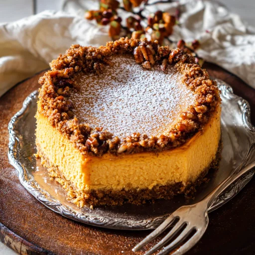 Make a creamy pumpkin cheesecake with a spiced gingersnap crust. This rich dessert is perfect for fall gatherings, easy to make, and so comforting.