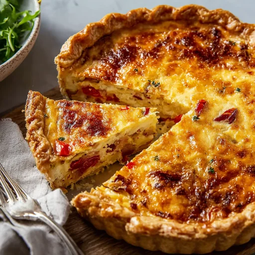 This Rustic Turkey Ham Onion Tomato Pie combines savory turkey ham, sweet onions, and ripe tomatoes in a flaky crust. A hearty main dish for any night.