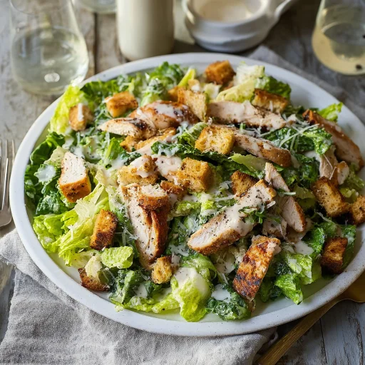 Tangy Chicken Caesar Salad with Crispy Romaine