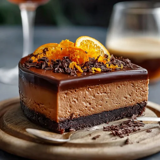 Creamy Chocolate Orange Cheesecake with a zesty citrus twist. Experience rich chocolate layers and vibrant orange notes in this delightful dessert.