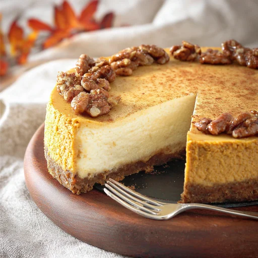 Pumpkin Cheesecake Recipe for a smooth, spiced fall treat. Our easy, creamy pumpkin cheesecake is pure comfort, perfect for autumn gatherings.