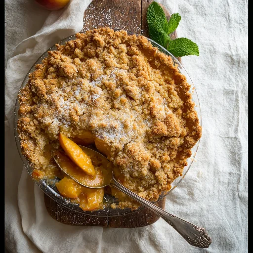 Bake a comforting Classic Peach Crumble Pie with juicy peaches and a buttery, spiced topping. My personal recipe brings summer to your table.