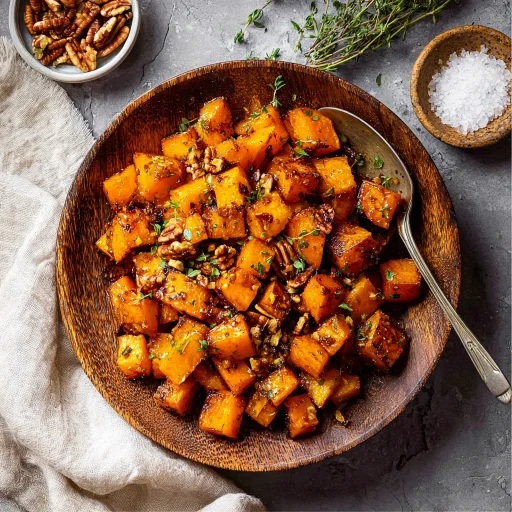 Roasted butternut squash, perfectly sweet and spicy. A simple side that brings warmth and flavor to any meal. Easy and a total crowd-pleaser!