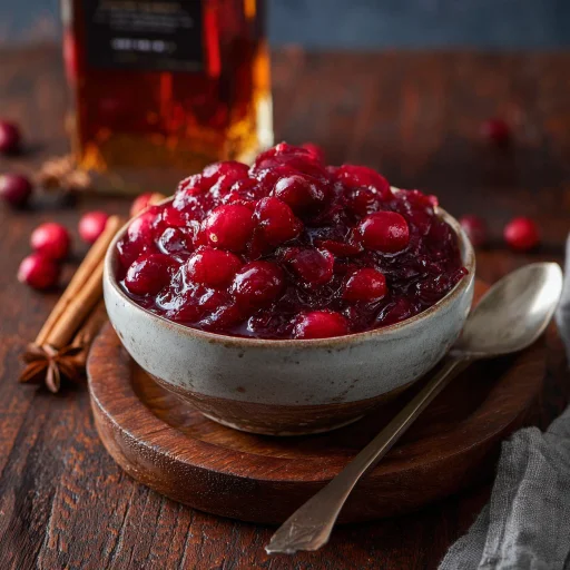 Sweet-tart Honey Cranberry Sauce with a hint of non-alcoholic bourbon. A simple, vibrant side dish that brings holiday cheer to any meal.