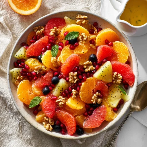 Winter Fruit Salad with Orange Poppy Seed Dressing. Refreshing, vibrant, and easy. Brighten your chilly days with this simple, delightful kitchen joy!