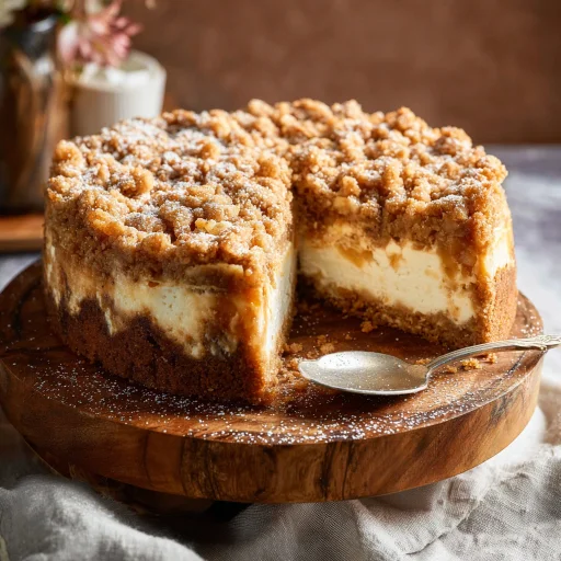 Apple Crumble Cheesecake combines creamy cheesecake with spiced apples and crunchy crumble. A comforting dessert, perfect for any gathering.