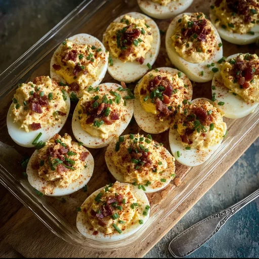 Creamy, tangy Loaded Deviled Eggs with crispy bacon, chives. A classic appetizer, elevated for your next gathering. So simple, so good!
