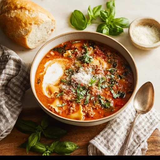 Whip up this easy lasagna soup for a comforting, one-pot meal. Simple ingredients, rich flavors, and a weeknight win. Seriously satisfying!