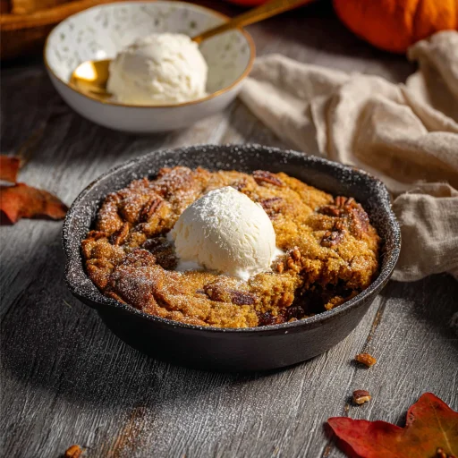 My favorite easy pumpkin cobbler recipe! Warm, spiced, and topped with a rustic oat crumble. Perfect for a cozy fall evening or holiday gathering.