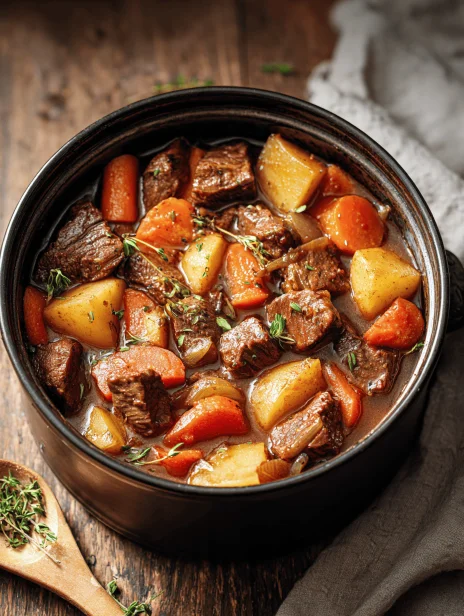 Rustic Crockpot Stew Casserole - a hearty, easy weeknight dinner. Tender meat, rich veggies, and a flavorful sauce. My slow cooker magic for busy evenings!