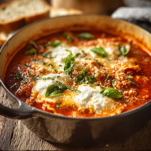 Warm up with this simple One-Pot Lasagna Soup recipe. All the classic lasagna flavors in an easy, comforting bowl, perfect for busy weeknights.
