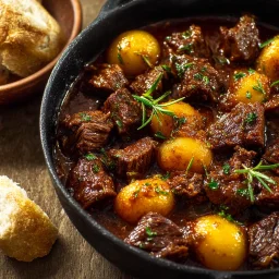 Slow Cooker Garlic Beef with Potatoes: Tender & Savory