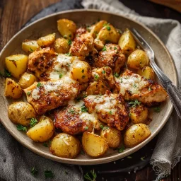 Crispy Garlic Parmesan Chicken and Potatoes Bake