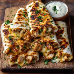 Quick Cheesy Garlic Chicken Wraps
