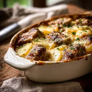 Hearty Smothered Lamb Chop Scalloped Potato Bake